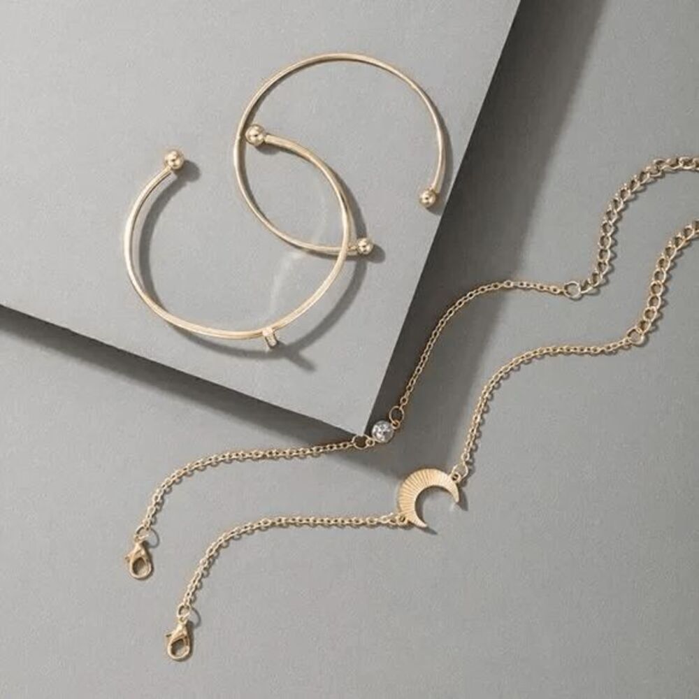 Ladies Moon Bangle Bracelet Set - Picture 2 of 3